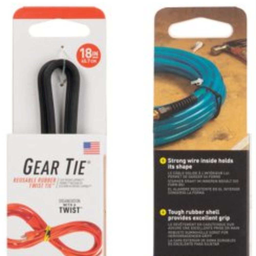 Nite Ize Gear Tie Loopable Twist Tie 18" 2Pk Black